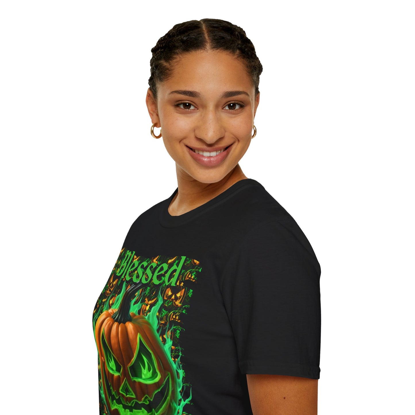 Blessed Samhain Green Jack Dark colors Unisex T-Shirt by CreepyCrafts.boo