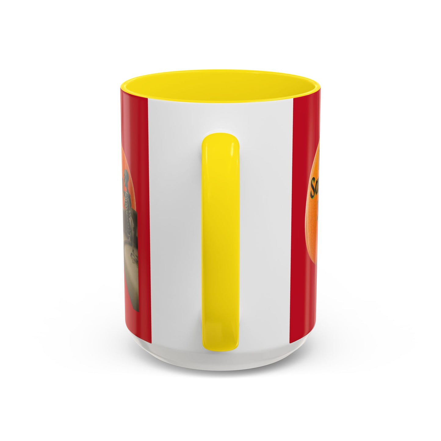 Is It Samhain Yet? Skeleton's Giant Pumpkin Red Accent Mug by CreepyCrafts.boo