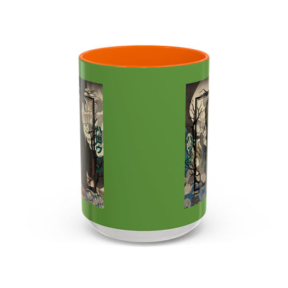 Yōkai Happy Halloween Green Accent Mug by CreepyCrafts.boo