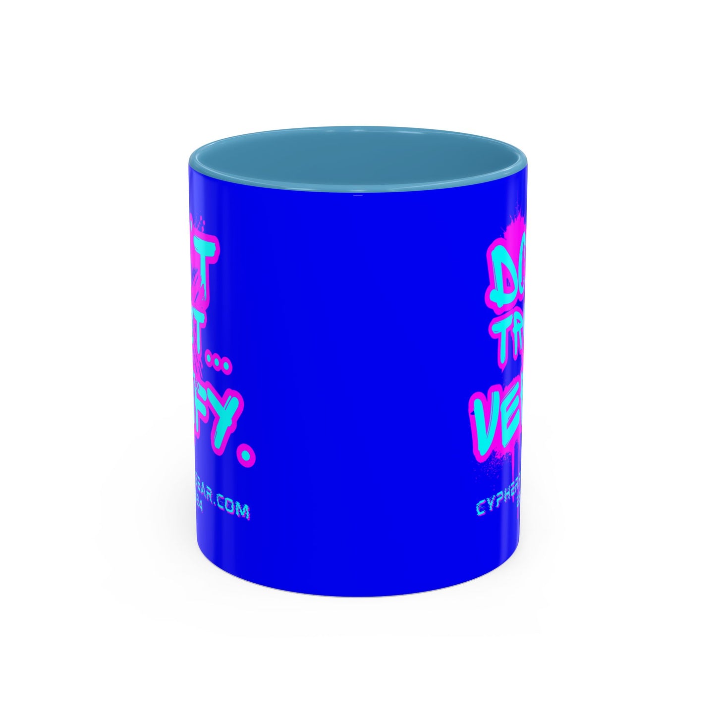 Don't Trust...Verify. Dark Blue Accent Mug by cypherpunkgear.com