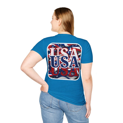 2-sided Red White and BLUE USA Patriot DKcolors Unisex T-Shirt by cypherpunkgear