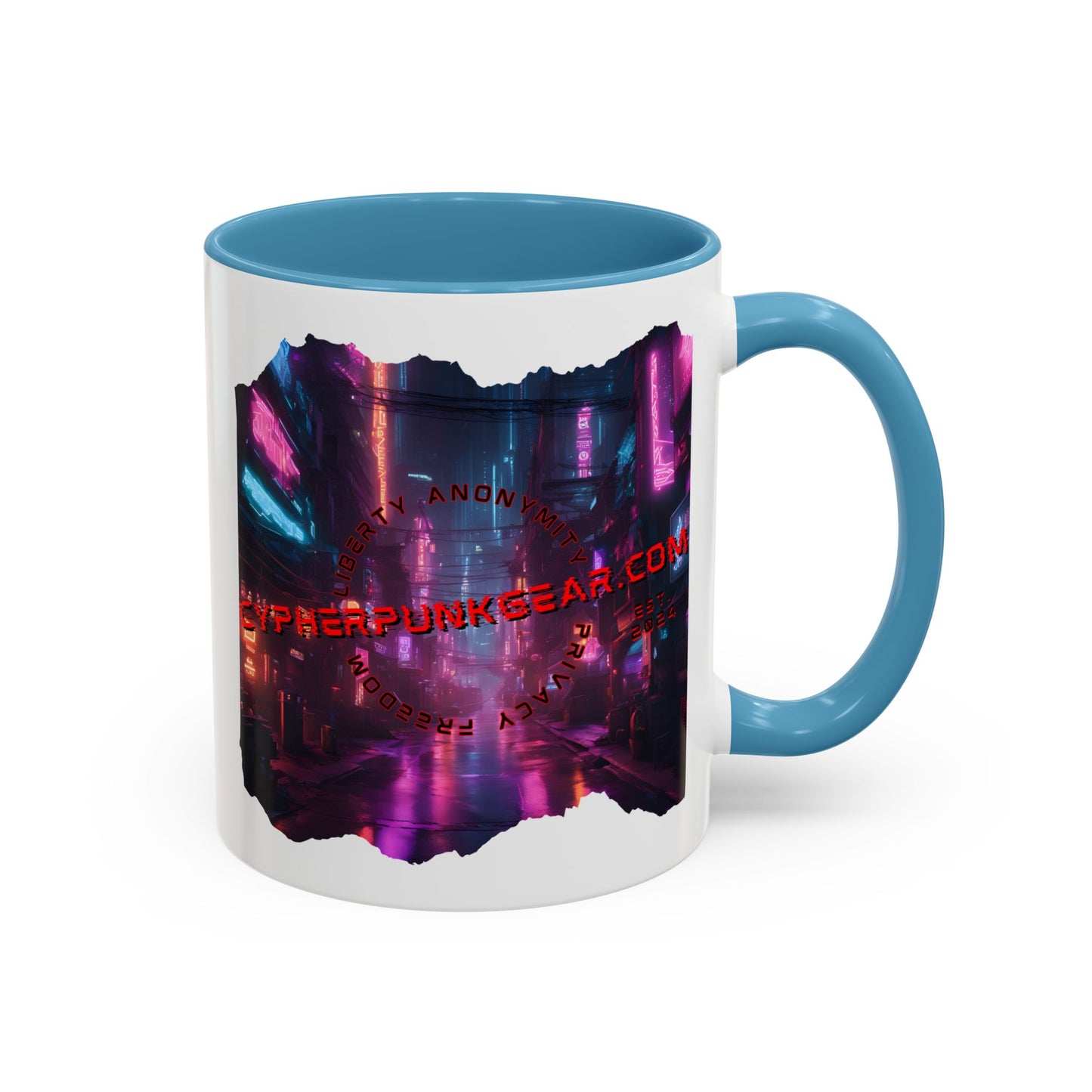 2-sided, cypherpunkgear.com Logo & Cityscape Accent Mug by cypherpunkgear.com