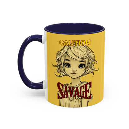 Caution, Savage Yellow Accent Mug by cypherpunkgear.com