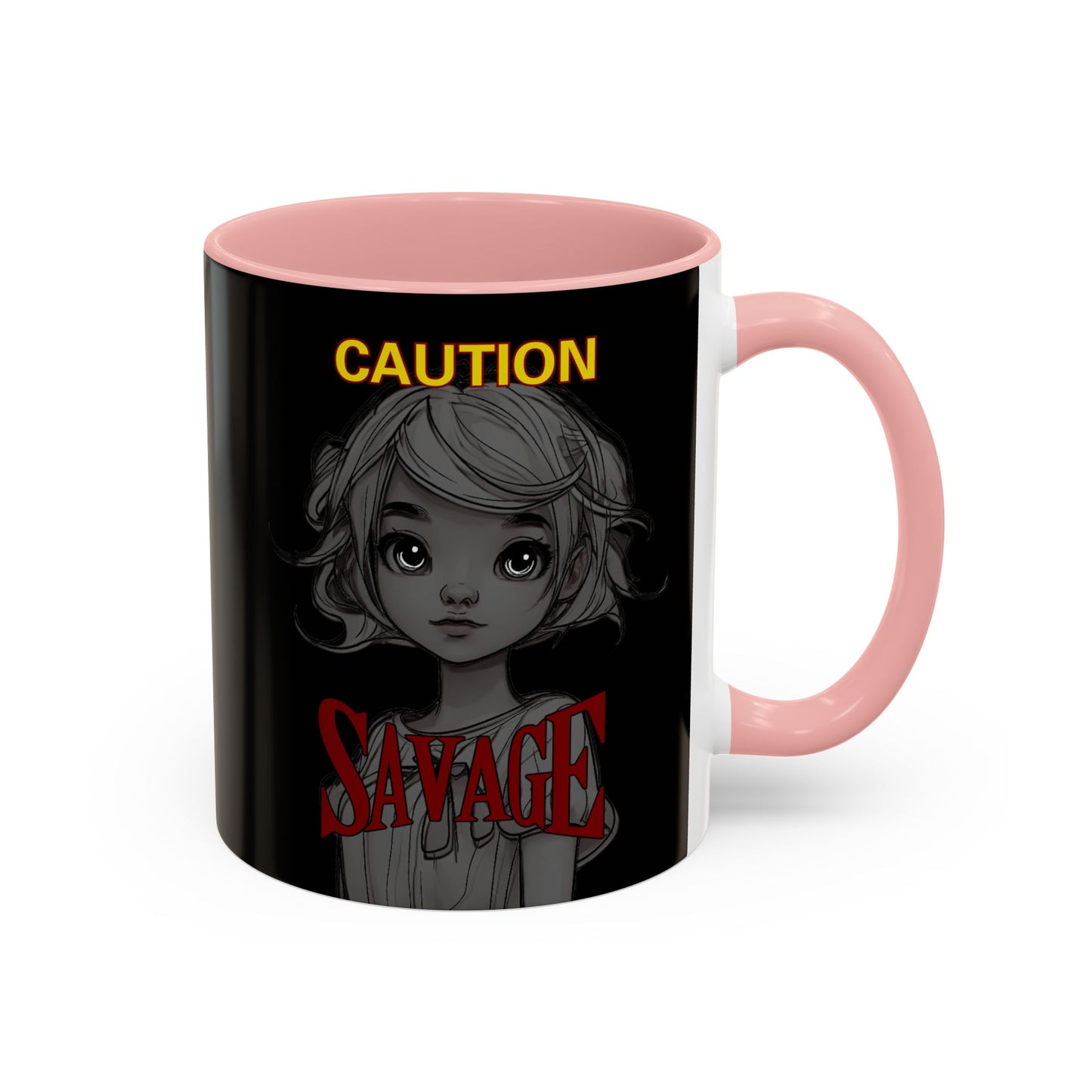 Caution, Savage Black Accent Mug by cypherpunkgear.com