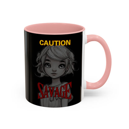 Caution, Savage Black Accent Mug by cypherpunkgear.com