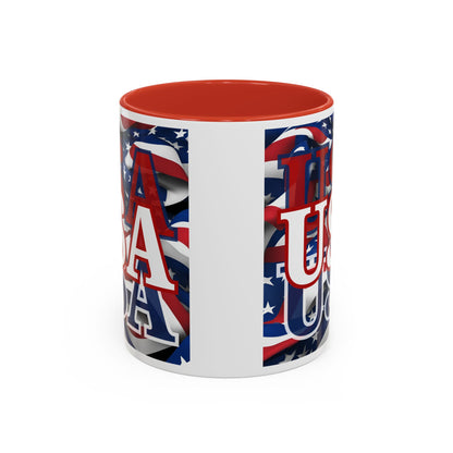 USA White font Center Patriot Accent Mug by cypherpunkgear.com