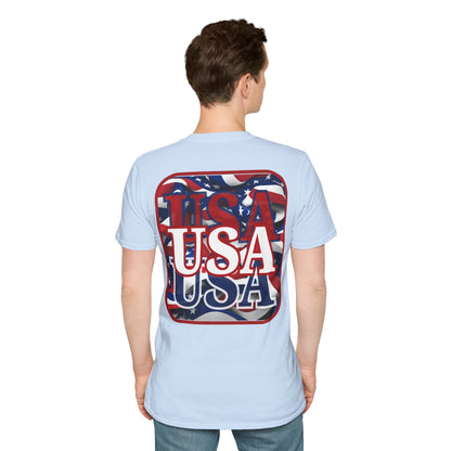 2-sided Red WHITE and Blue USA Patriot Light colors Unisex T-Shirt by cypherpunkgear.com