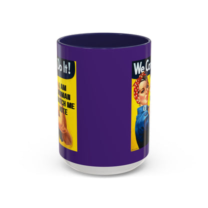 I Am Woman Watch Me Vote Rosie Dark Purple Accent Mug by cypherpunkgear.com
