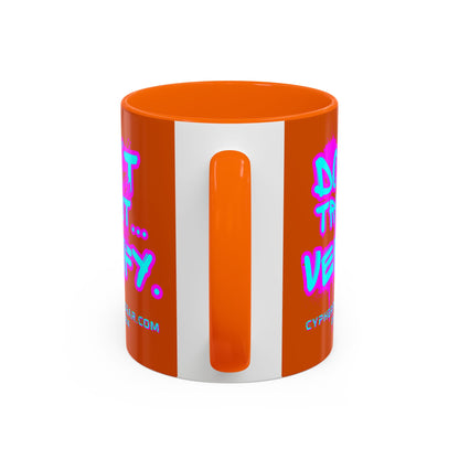 Don't Trust...Verify. Orange Accent Mug by cypherpunkgear.com