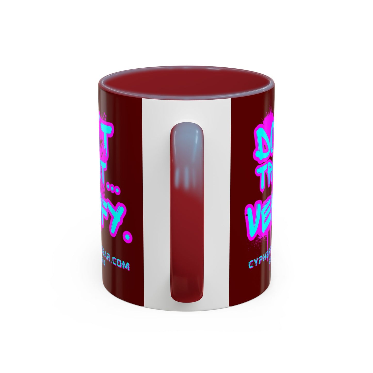 Don't Trust...Verify. Red Accent Mug by cypherpunkgear.com