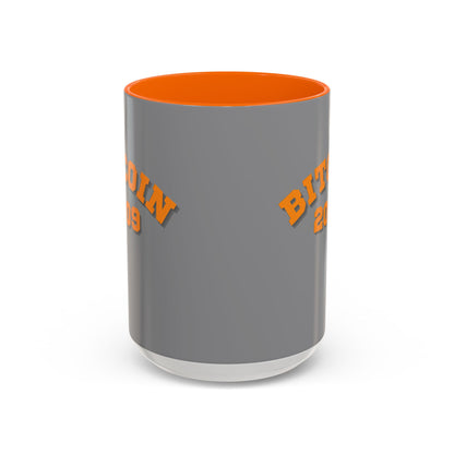 Bitcoin 2009 Grey Accent Mug by cypherpunkgear.com