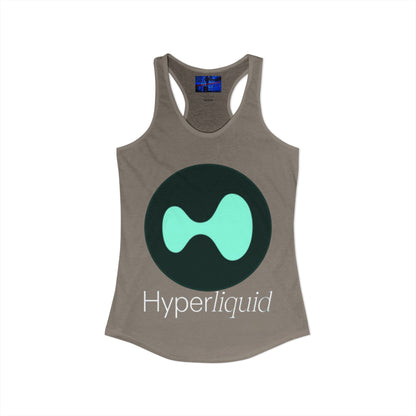 Hyperliquid White font Women's Racerback Tank Top by cypherpunkgear.com