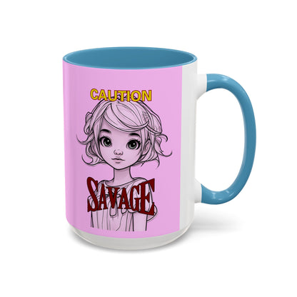 Caution, Savage Pink Accent Mug by cypherpunkgear.com
