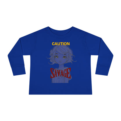 Caution: Tiny but Savage Toddler Long Sleeve Tee by cypherpunkgear.com