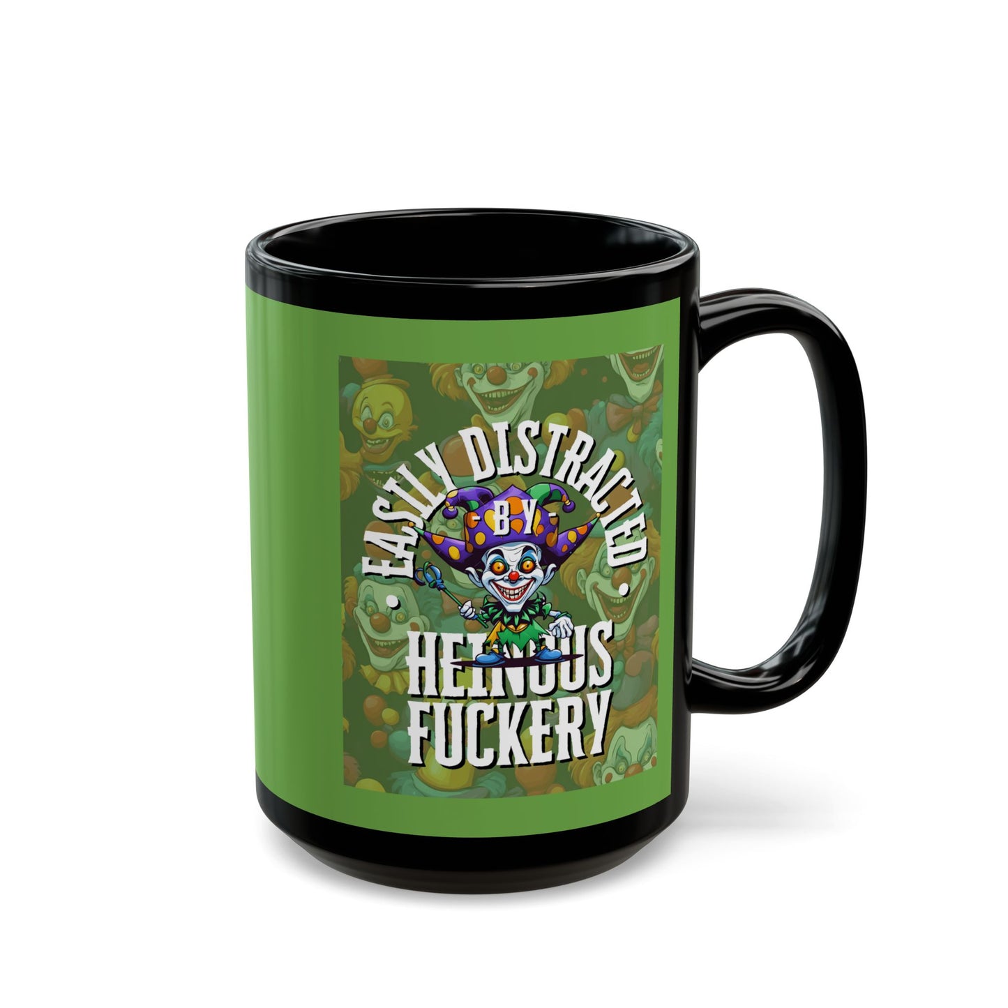 Easily Distracted by Heinous Fuckery Little Jinx Green Mug by cypherpunkgear.com