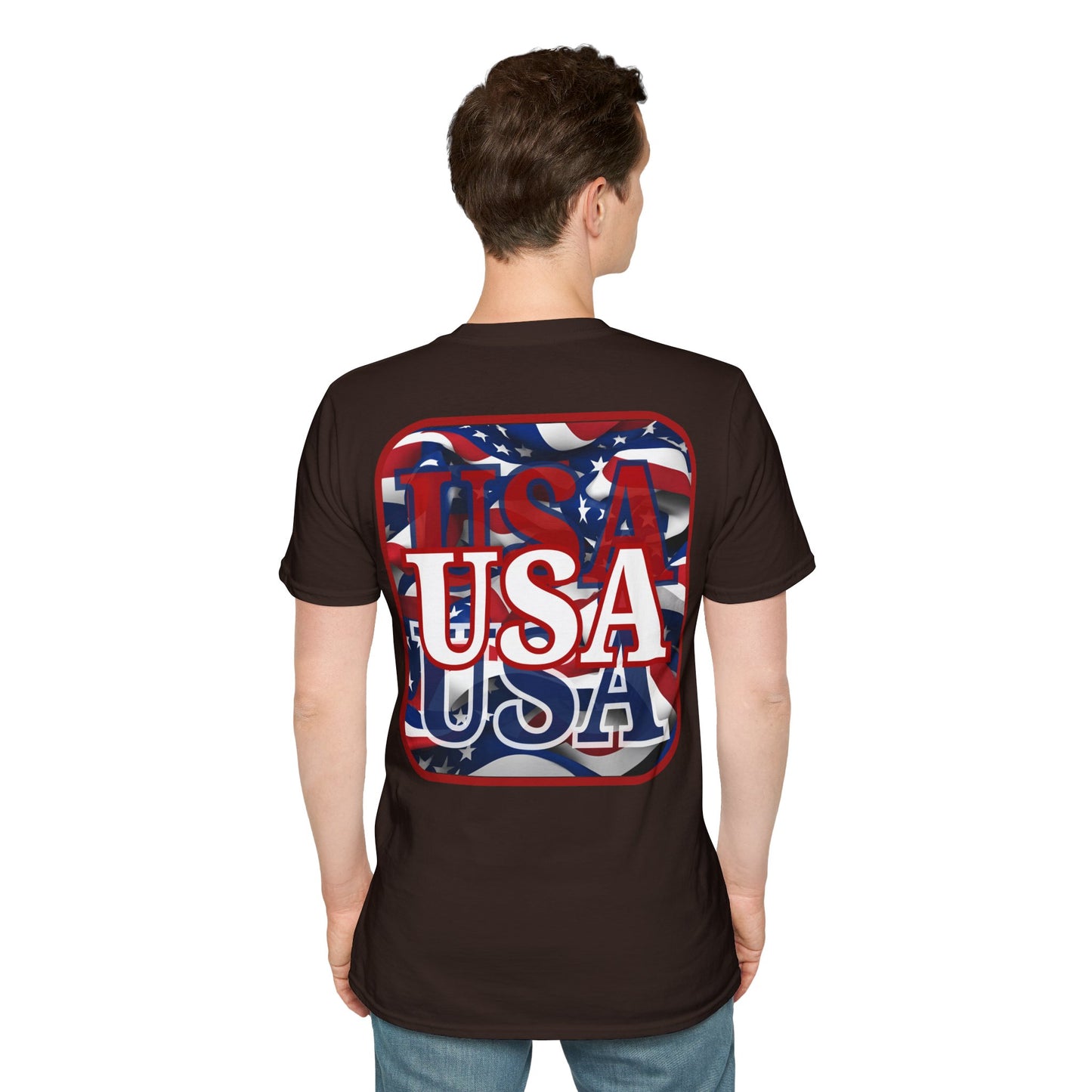 ¡EE.UU! ¡EE.UU! ¡EE.UU! ¡Patriot de 2 caras de cypherpunkgear! Camiseta unisex de estilo suave