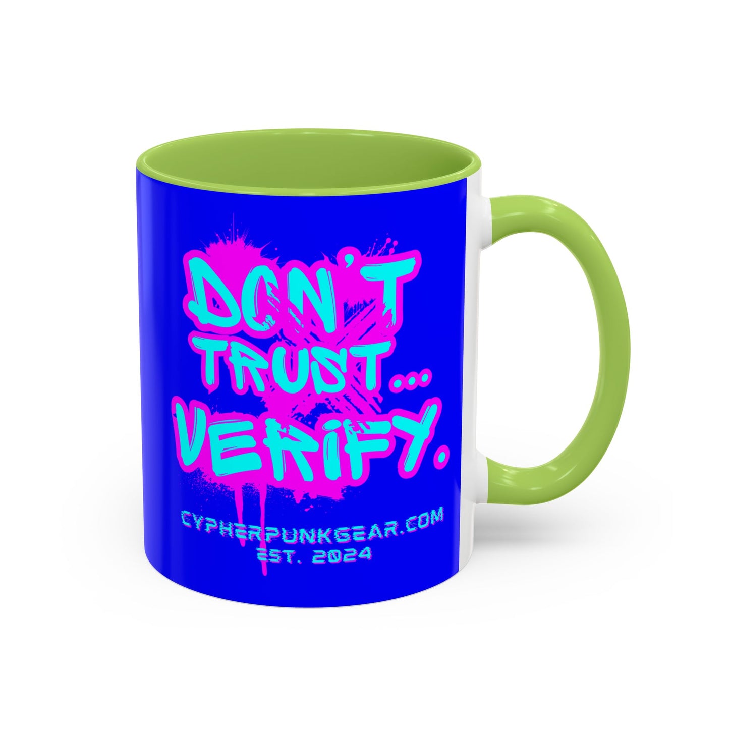 Don't Trust...Verify. Dark Blue Accent Mug by cypherpunkgear.com