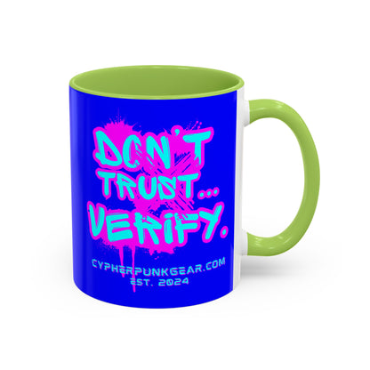 Don't Trust...Verify. Dark Blue Accent Mug by cypherpunkgear.com