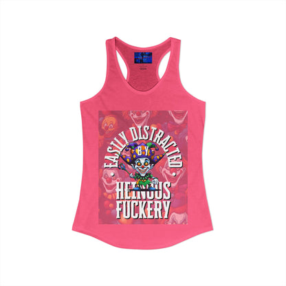 Easily Distracted by Heinous Fuckery Little Jinx Women's Racerback Tank Top by cypherpunkgear.com