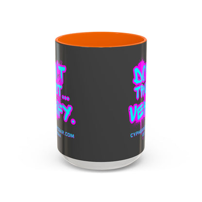 Don't Trust...Verify. Grey Accent Mug by cypherpunkgear.com