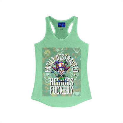 Easily Distracted by Heinous Fuckery Little Jinx Women's Racerback Tank Top by cypherpunkgear.com
