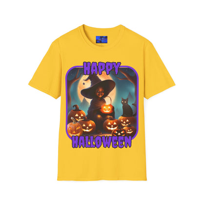 Happy Halloween Cute Witch PRfont LTcolors Unisex T-Shirt by cypherpunkgear