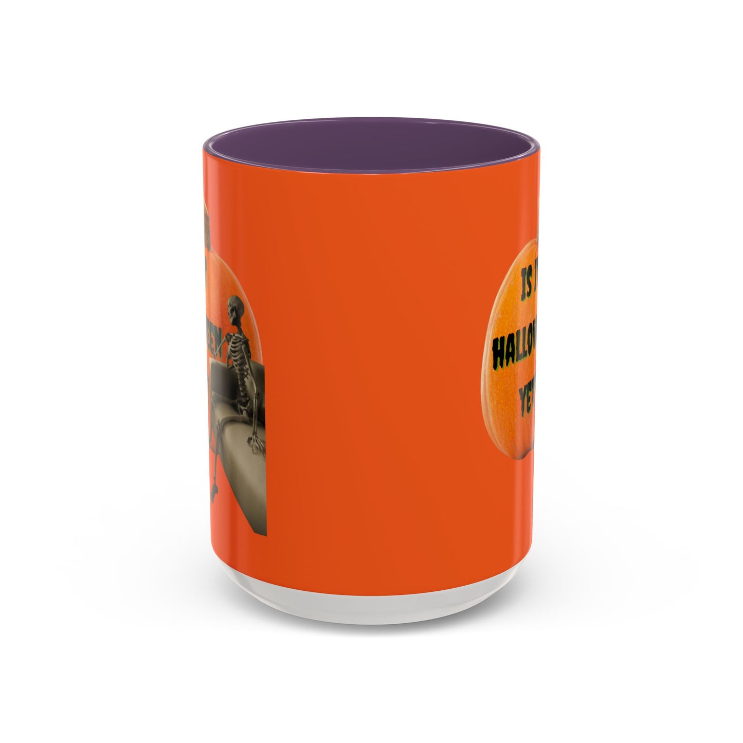 Is it Halloween yet? Skeleton's Giant Pumpkin Orange Accent Mug by CreepyCrafts.boo