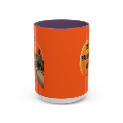 Is it Halloween yet? Skeleton's Giant Pumpkin Orange Accent Mug by CreepyCrafts.boo