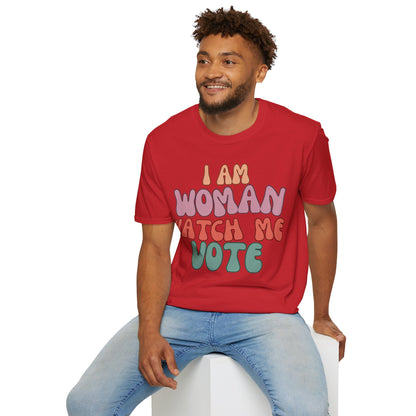 I Am Woman Watch Me Vote LTcolors Unisex T-Shirt by cypherpunkgear