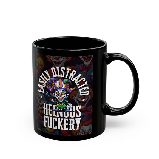 Easily Distracted by Heinous Fuckery Little Jincs Black Mug by cypherpunkgear