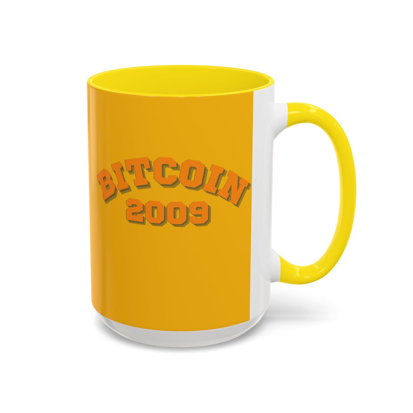 Bitcoin 2009 Yellow Accent Mug by cypherpunkgear.com