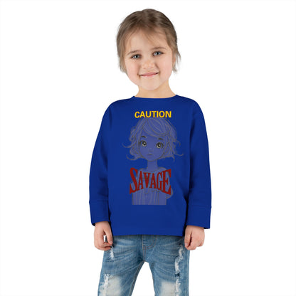 Caution: Tiny but Savage Toddler Long Sleeve Tee by cypherpunkgear.com