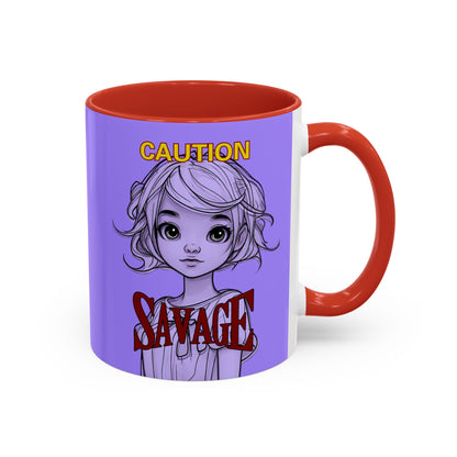 Caution, Savage Light Purple Accent Mug by cypherpunkgear.com