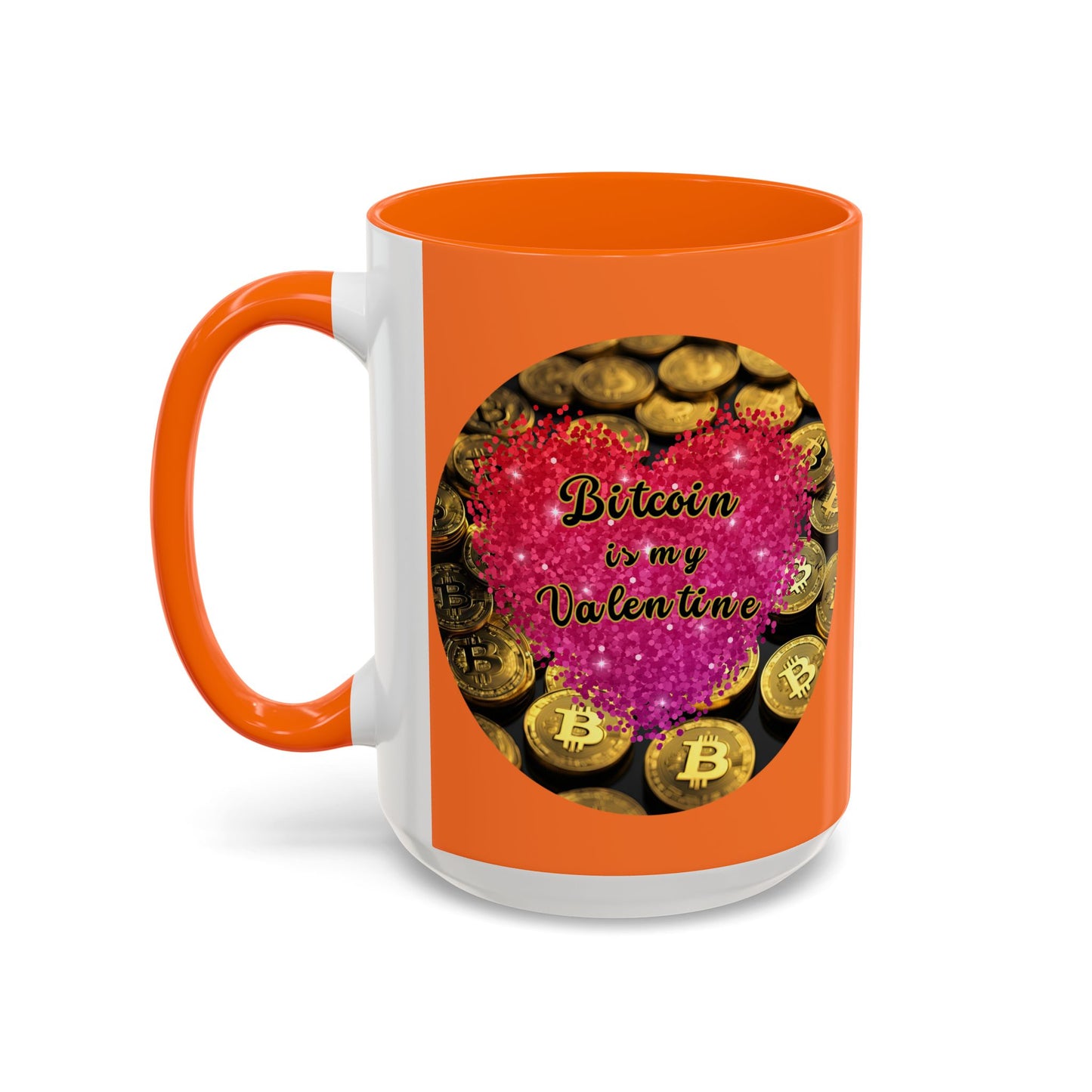 Bitcoin is My Valentine Orange Accent Mug by cypherpunkgear.com