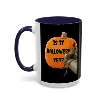 Is it Halloween yet? Skeleton's Giant Pumpkin Black Accent Mug by CreepyCrafts.boo