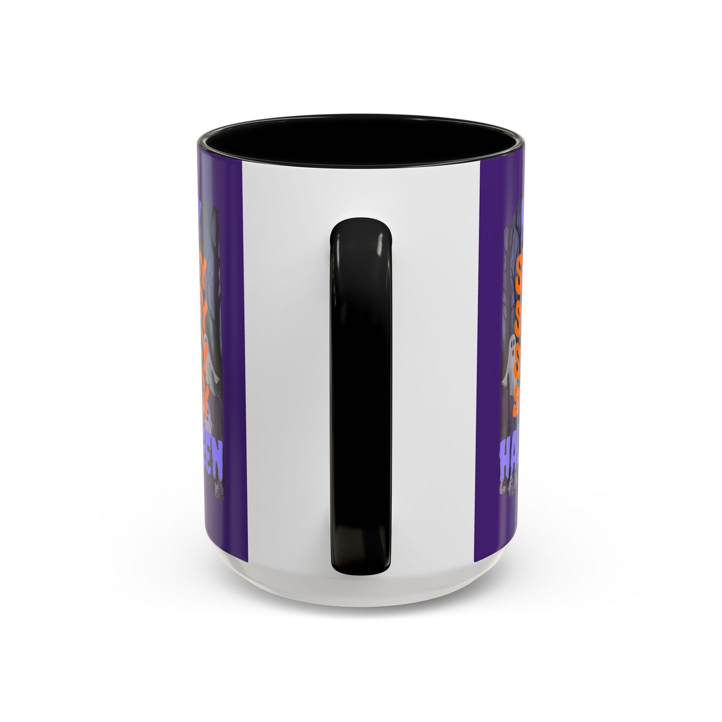 Spooky Happy Halloween Ghost PRfont Accent Mug by cypherpunkgear