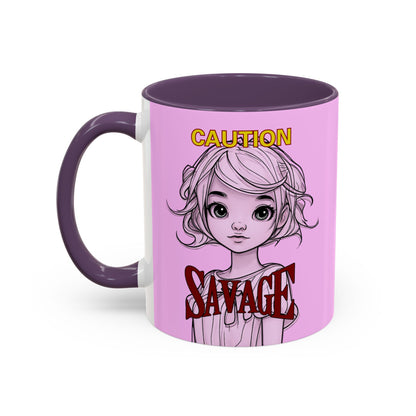 Caution, Savage Pink Accent Mug by cypherpunkgear.com