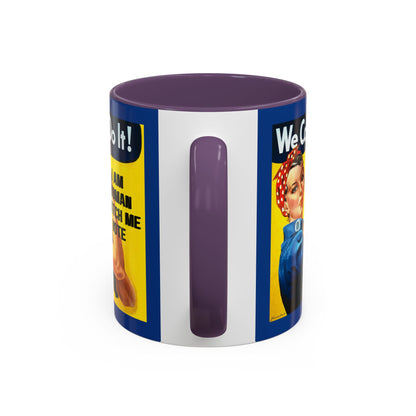 I Am Woman Watch Me Vote Rosie Dark Blue Accent Mug by cypherpunkgear.com