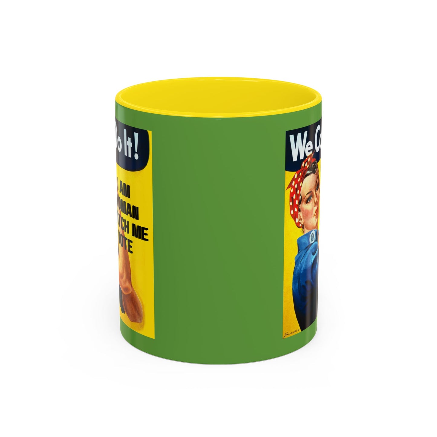 I Am Woman Watch Me Vote Rosie Green Accent Mug by cypherpunkgear.com