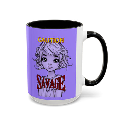 Caution, Savage Light Purple Accent Mug by cypherpunkgear.com