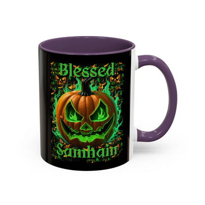Blessed Samhain Green Jack Black Accent Mug by CreepyCrafts.boo