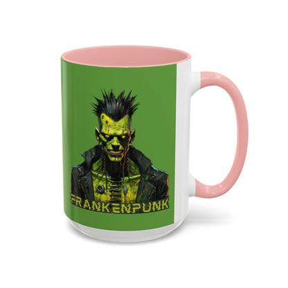 Frankenpunk Green Accent Mug by CreepyCrafts.boo