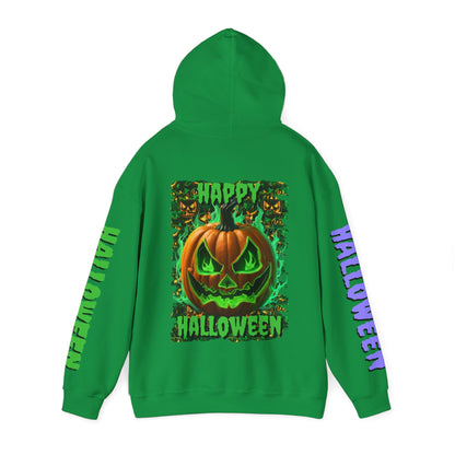 Happy Halloween Green Jack Hoodie Unisex Hooded Sweatshirt by cypherpunkgear