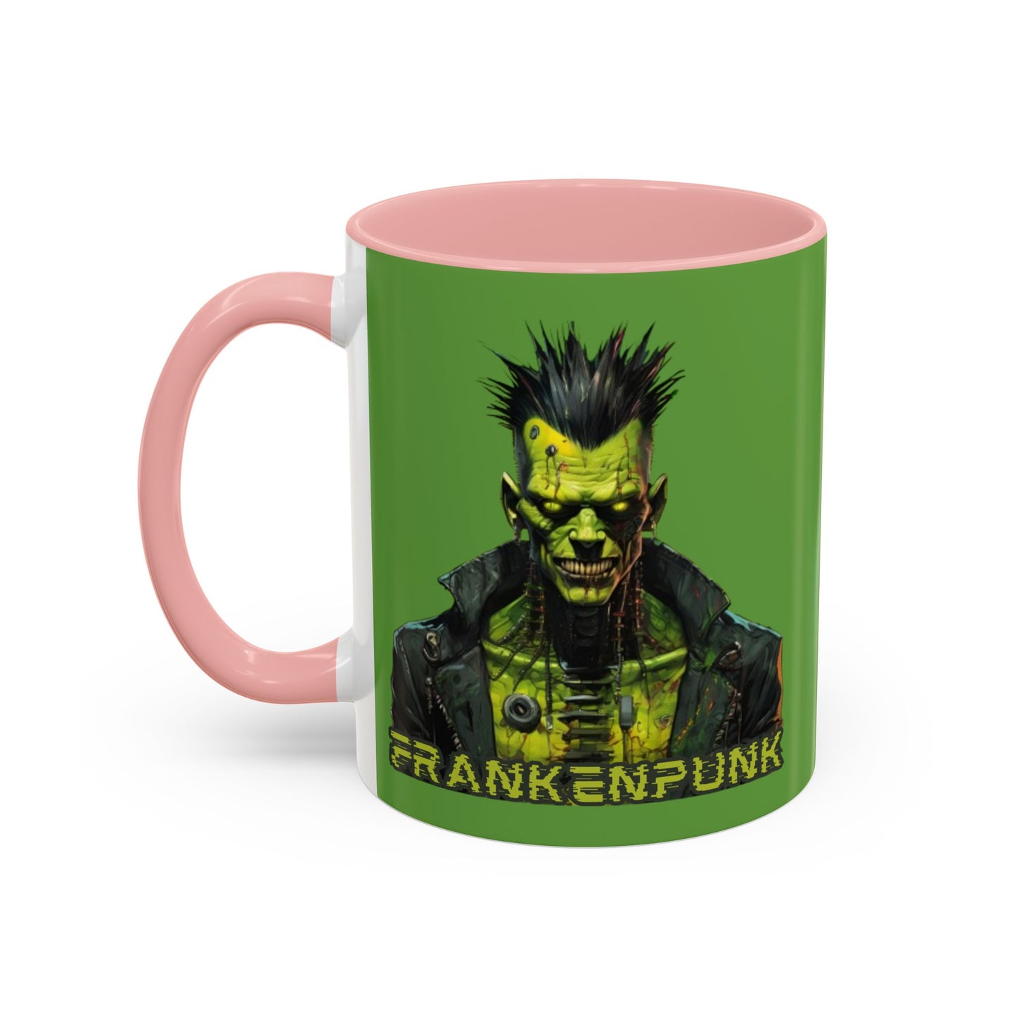 Frankenpunk Green Accent Mug by CreepyCrafts.boo