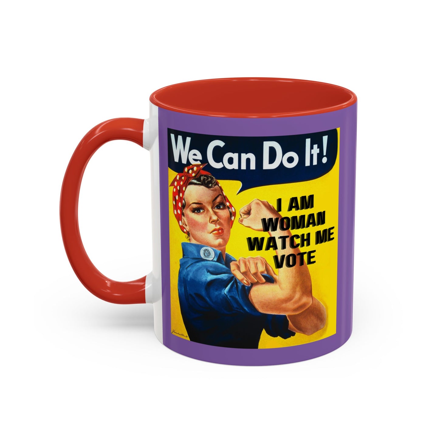 I Am Woman Watch Me Vote Rosie Light Purple Accent Mug by cypherpunkgear.com