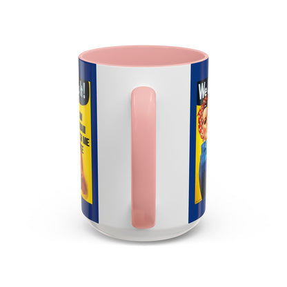 I Am Woman Watch Me Vote Rosie Dark Blue Accent Mug by cypherpunkgear.com