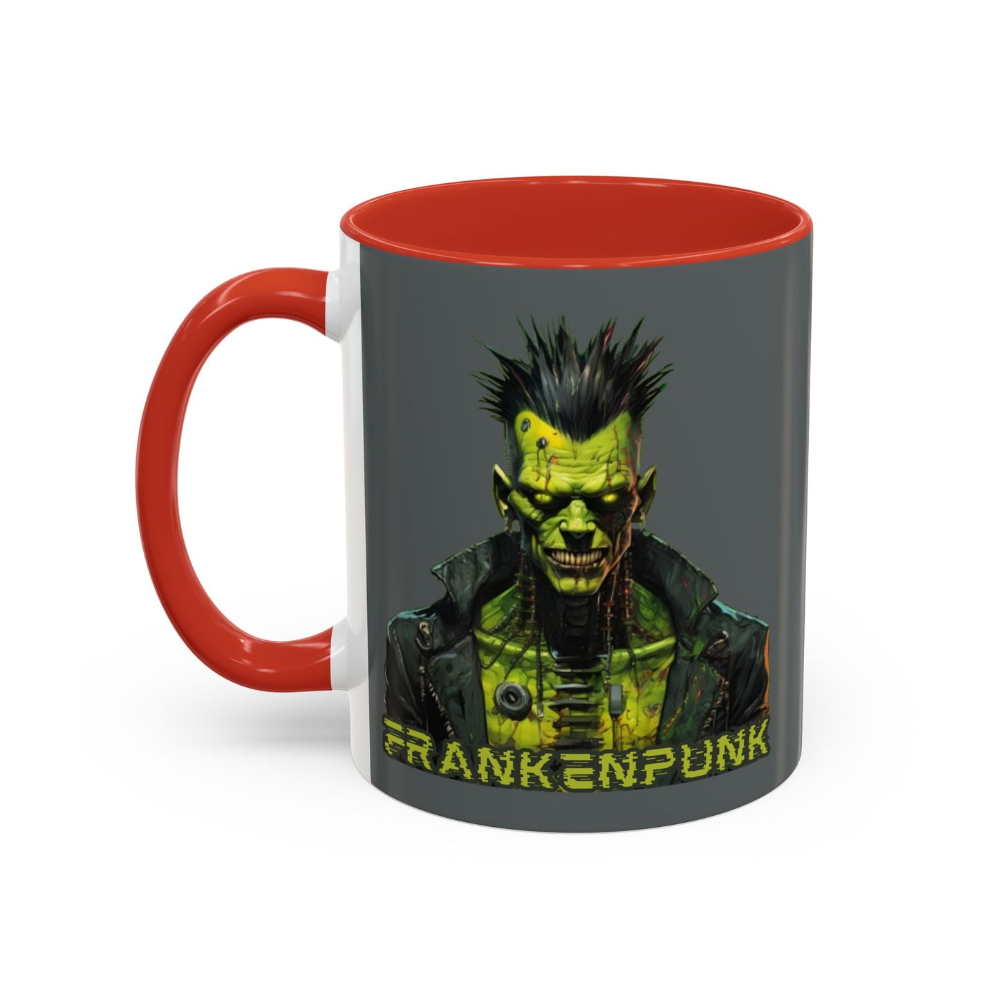 Frankenpunk Grey Accent Mug by CreepyCrafts.boo