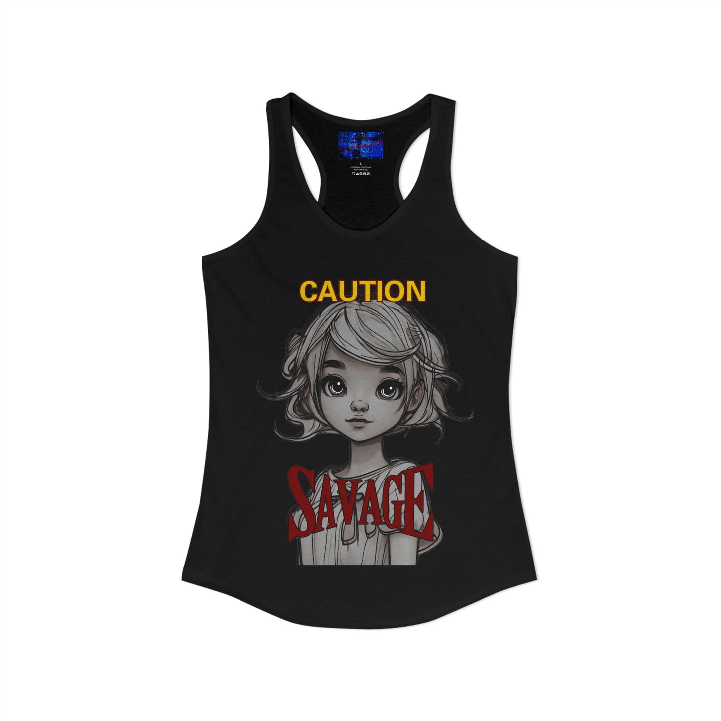 Caution, Savage Women's Racerback Tank Top by cypherpunkgear.com
