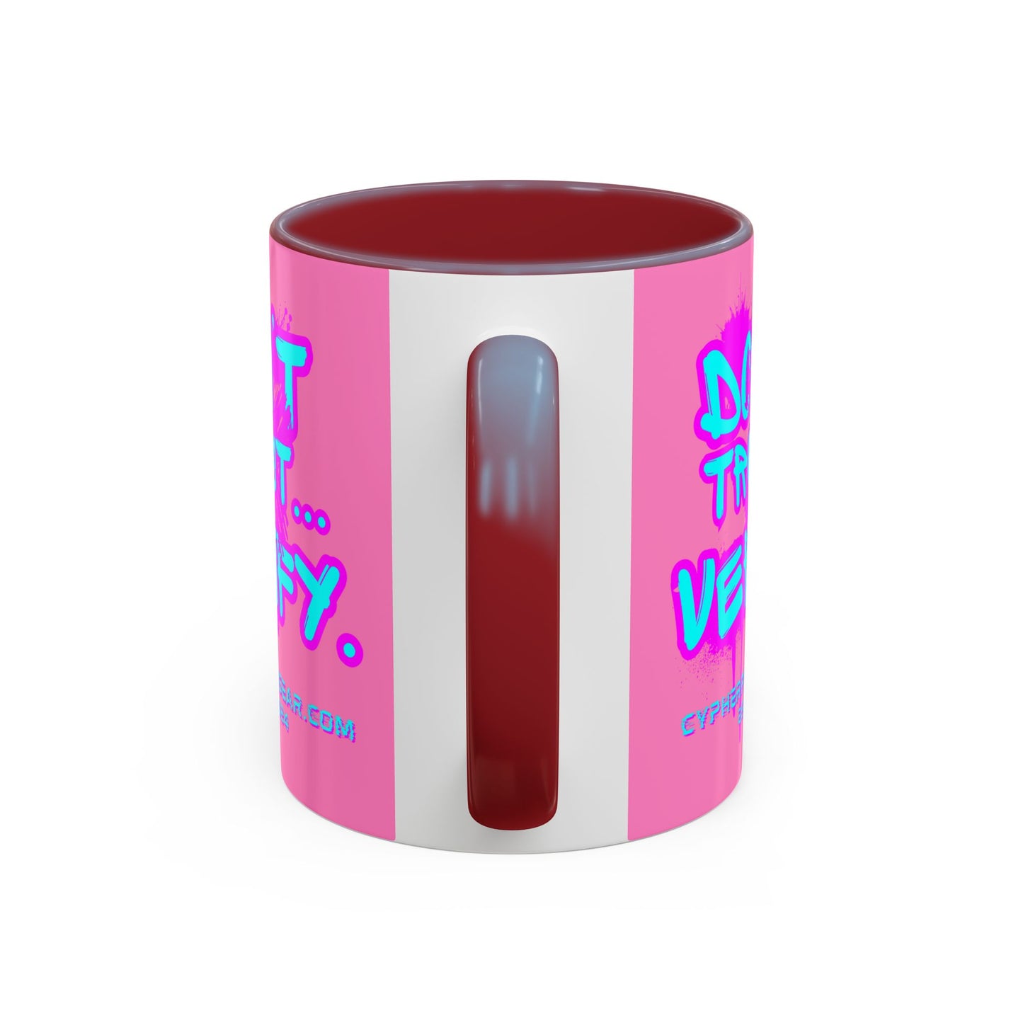 Don't Trust...Verify. Light Pink Accent Mug by cypherpunkgear.com