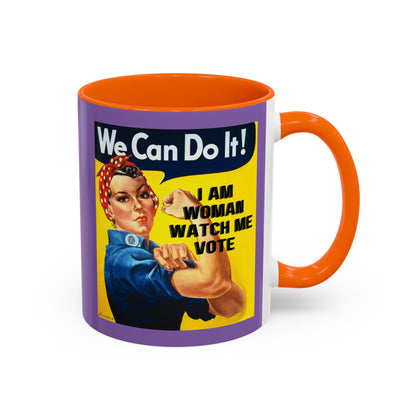 I Am Woman Watch Me Vote Rosie Light Purple Accent Mug by cypherpunkgear.com